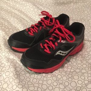 Red boys Saucony tennis shoes